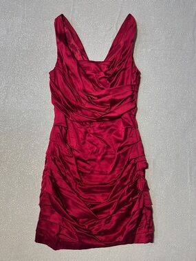 Express Sleeveless Rouched Satin Mini Dress - Wine Red Size 8